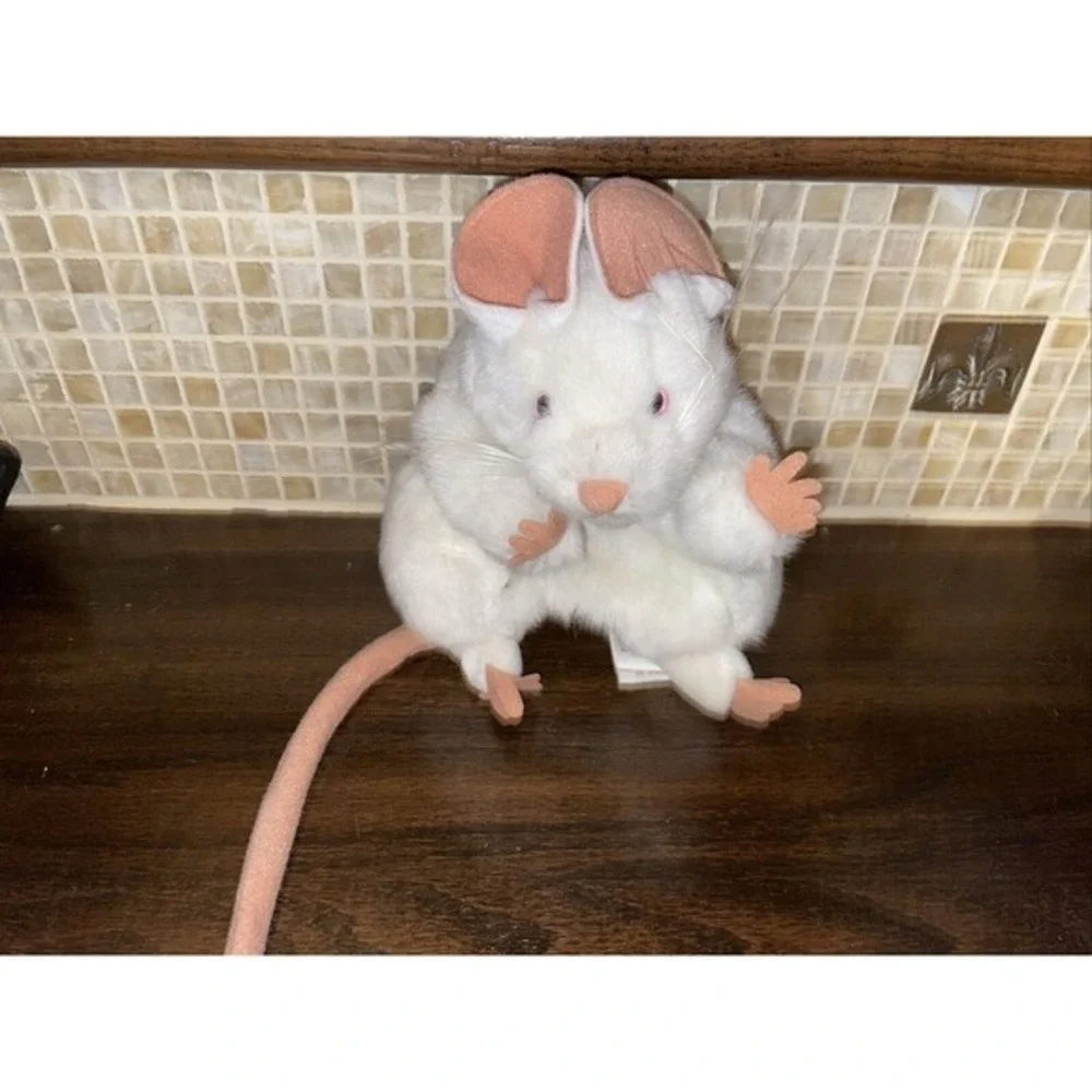 Folkmanis hand Puppet White Mouse Rat Plush Animal Long Tail 7